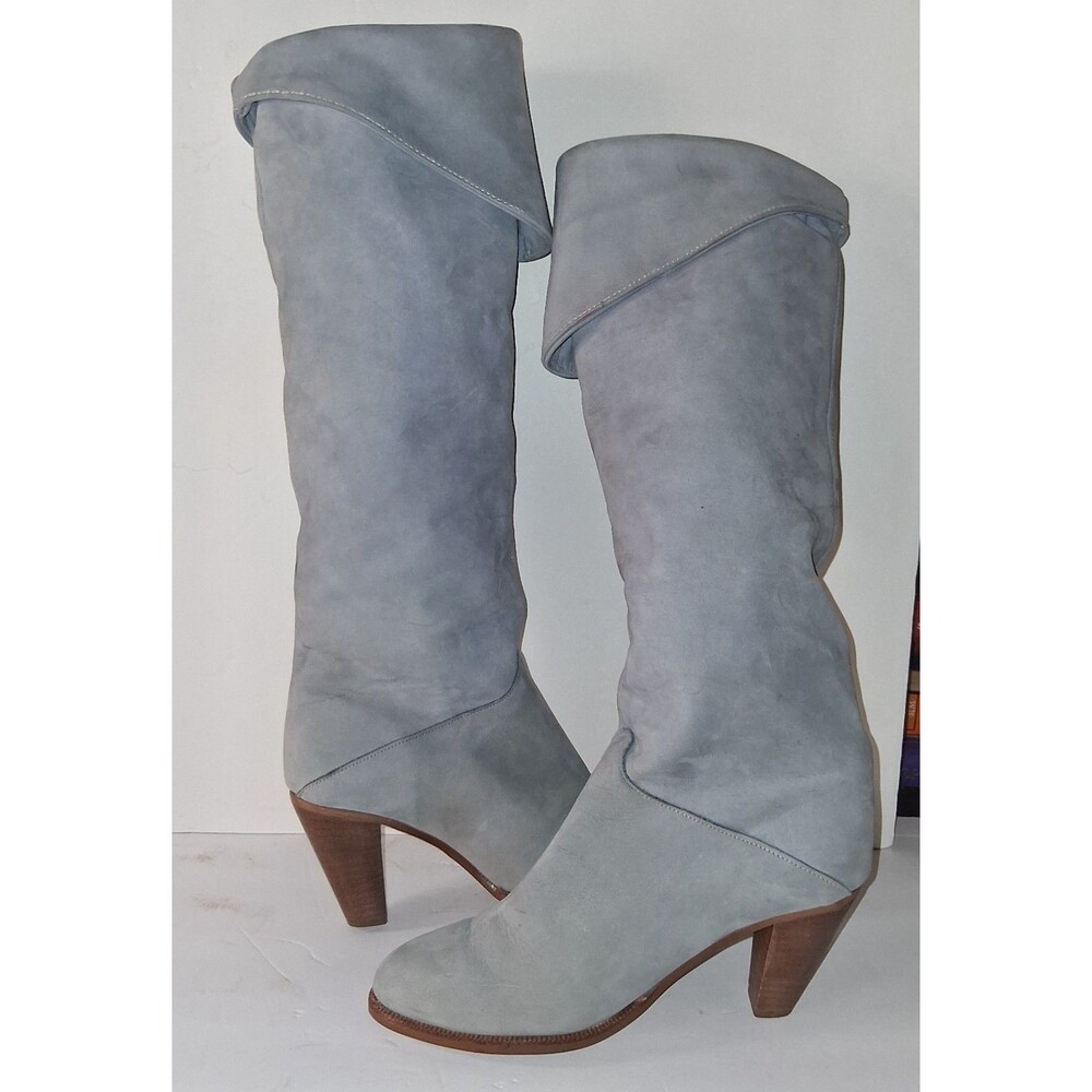 Vintage 80s FRYE Gray Suede Western Dress Boots Pointed Toe USA Made 6197 5.5